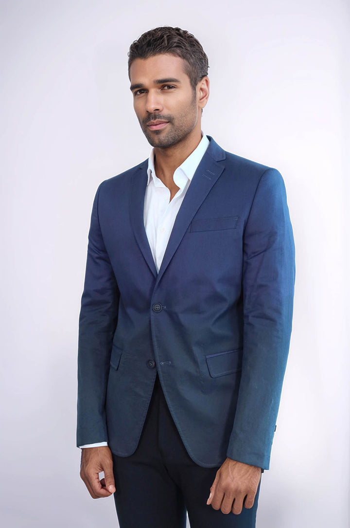 Chaqueta 2 Botones Mono Solapa Algodón Liso Azul Marino-Wessi