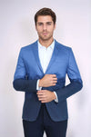 Slim Fit Cotton Blue Blazer - Wessi