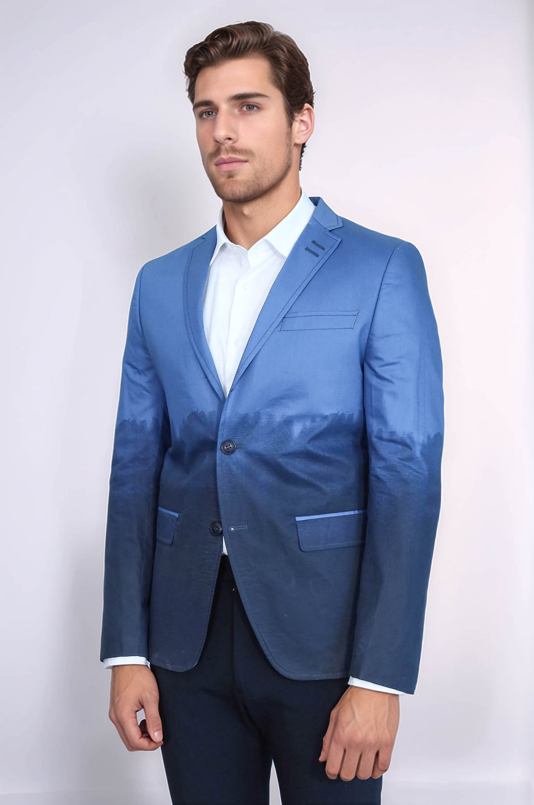 Slim Fit Cotton Blue Blazer - Wessi