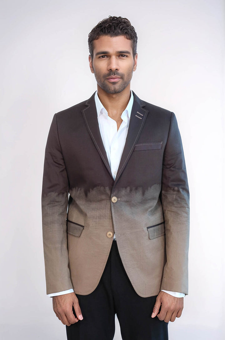 Giacca in cotone Brown a 2 bottoni mono con revers - Wessi