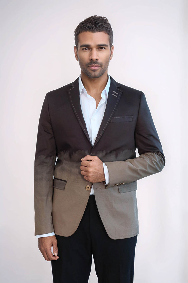 Giacca in cotone Brown a 2 bottoni mono con revers - Wessi