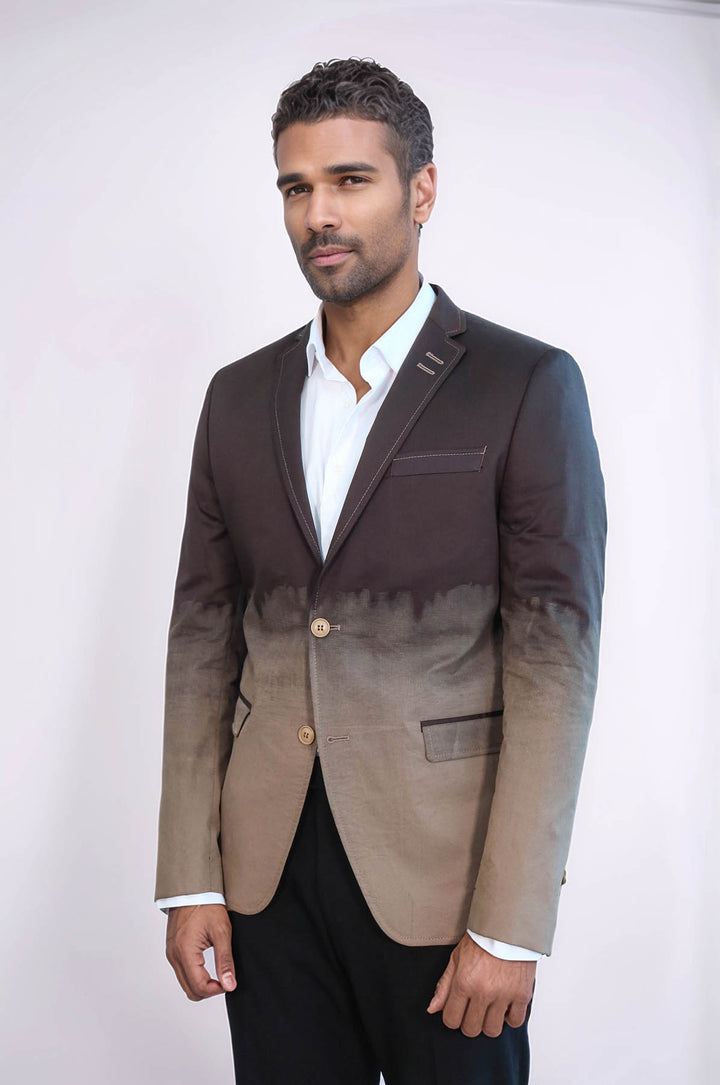 Giacca in cotone Brown a 2 bottoni mono con revers - Wessi