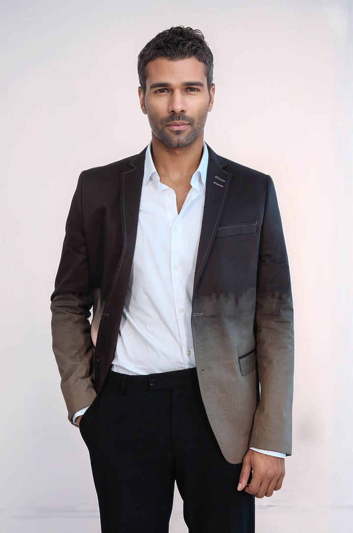 Giacca in cotone Brown a 2 bottoni mono con revers - Wessi