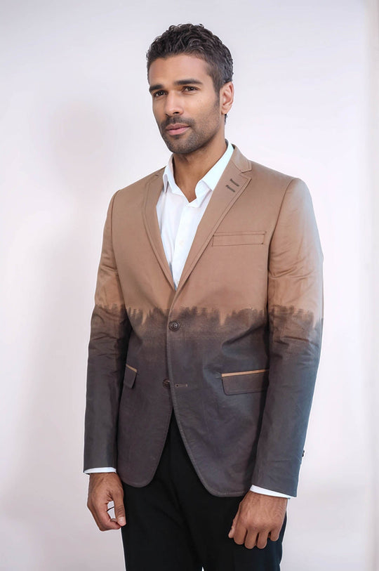 Slim Fit Cotton Brown Blazer - Wessi