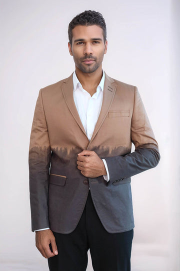 Slim Fit Cotton Brown Blazer - Wessi