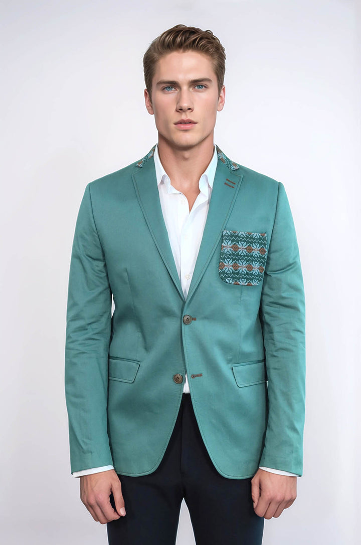 Veste à col en tricot à double boutons mono revers Green - Wessi