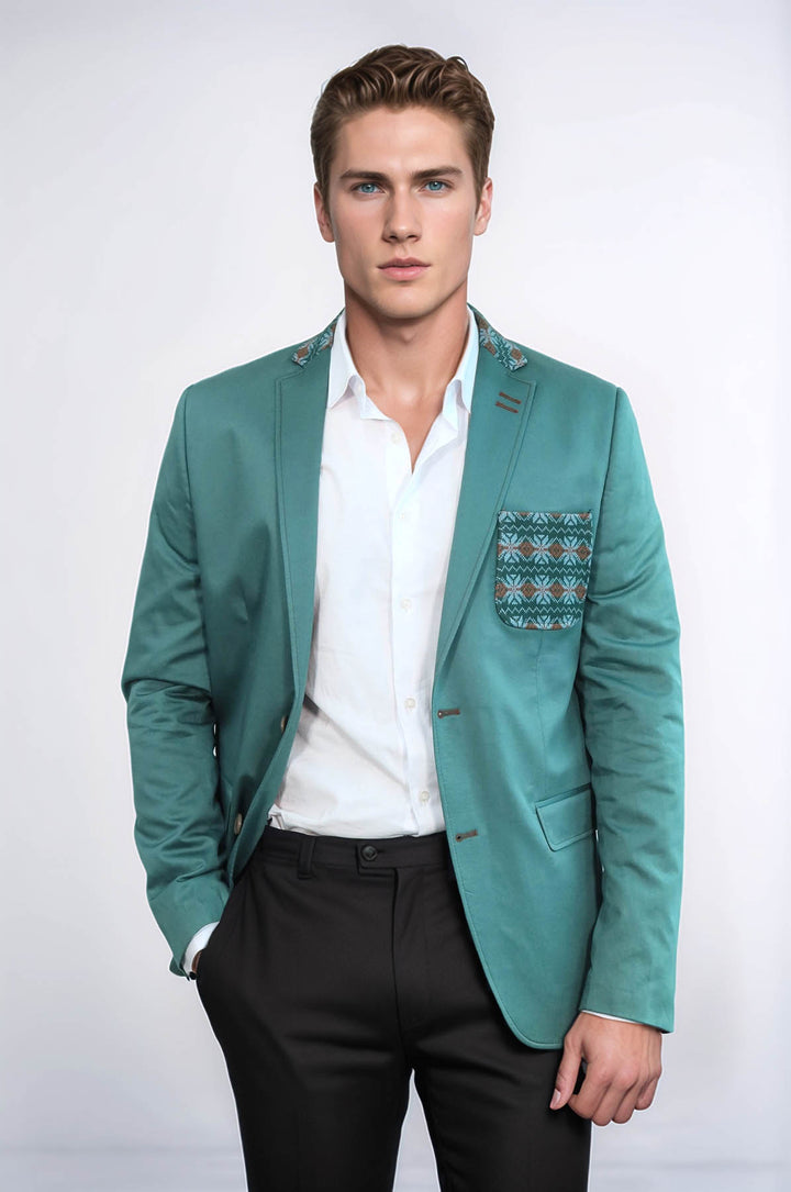 Veste à col en tricot à double boutons mono revers Green - Wessi