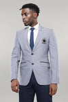 Double Button Mono Lapel Crested Light Grey Jacket-Wessi