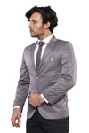 Double Button Mono Lapel Crested Light Smoked Jacket-Wessi