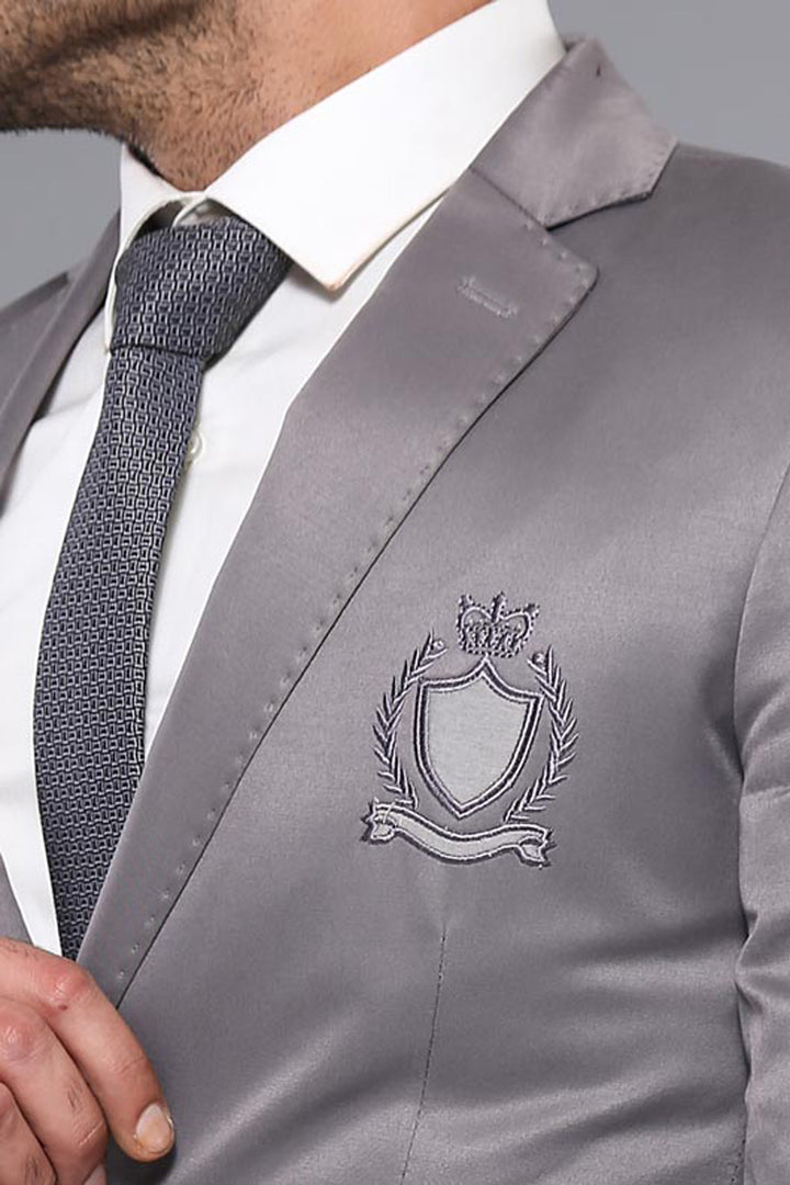 Giacca crestata fumé chiaro con doppio bottone e risvolto singolo-Wessi