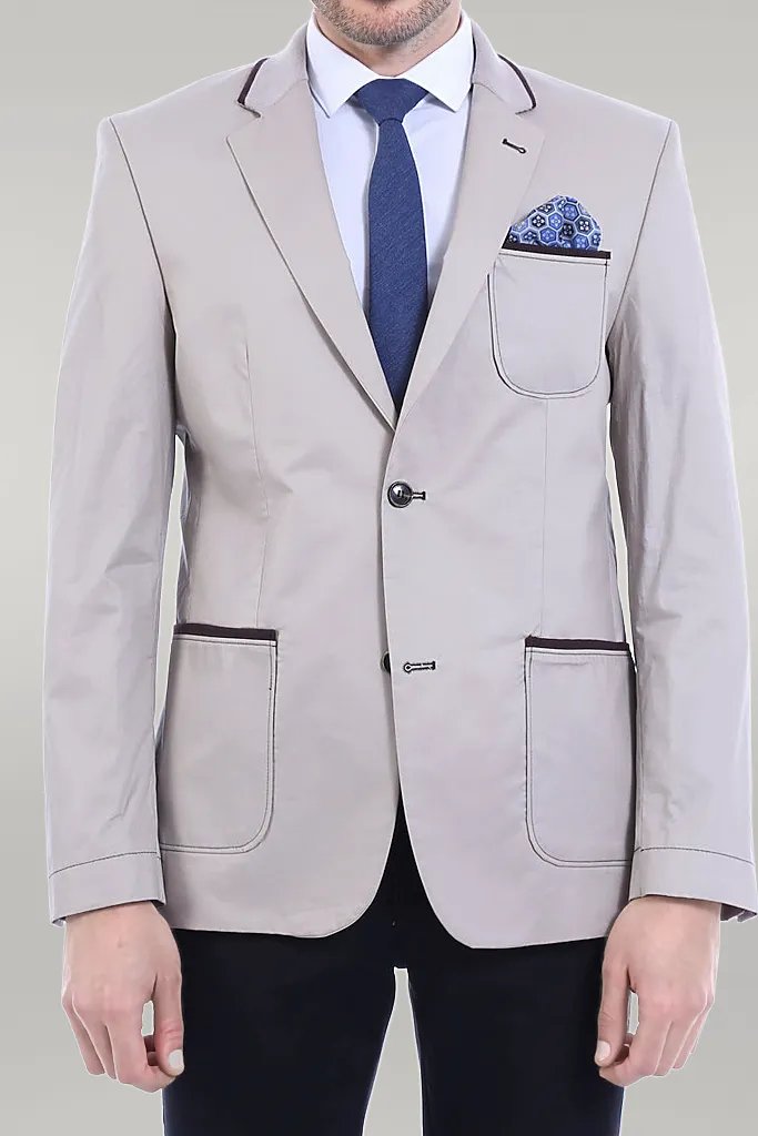 Giacca con 2 bottoni e tasca color crema-Wessi