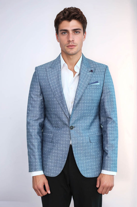 Giacca in lino azzurro con motivo a pois | Wess