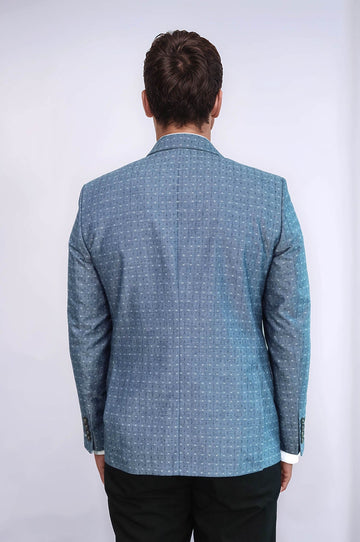 Giacca in lino azzurro con motivo a pois | Wess