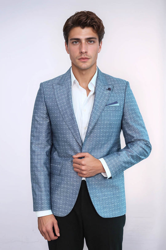 Giacca in lino azzurro con motivo a pois | Wess