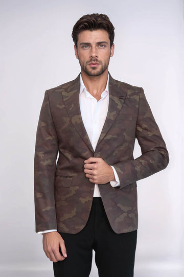 Chaqueta verde camuflaje con un solo botón-Wessi