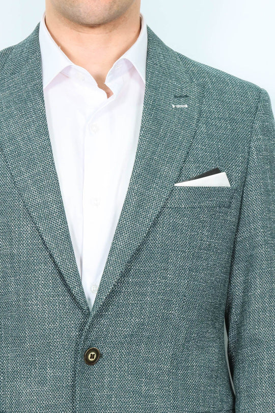 Self-Patterned Green Men's Blazer | Wessi