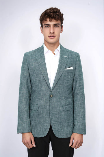 Self-Patterned Green Men's Blazer | Wessi