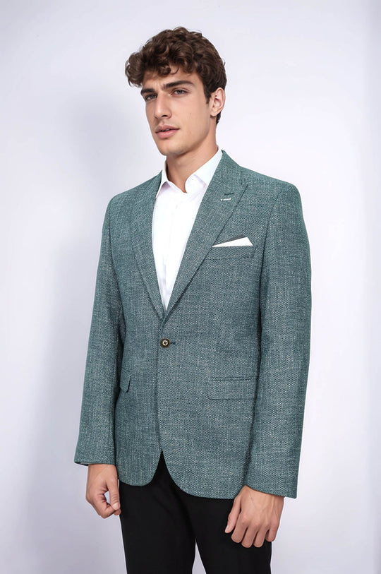 Self-Patterned Green Men's Blazer | Wessi