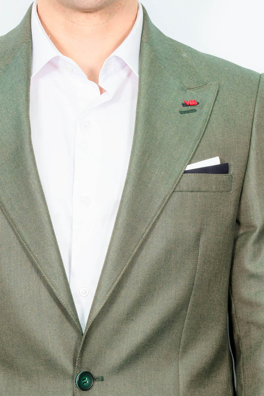 Giacca verde con mezza fodera e bottone singolo, colletto a punta, Wessi