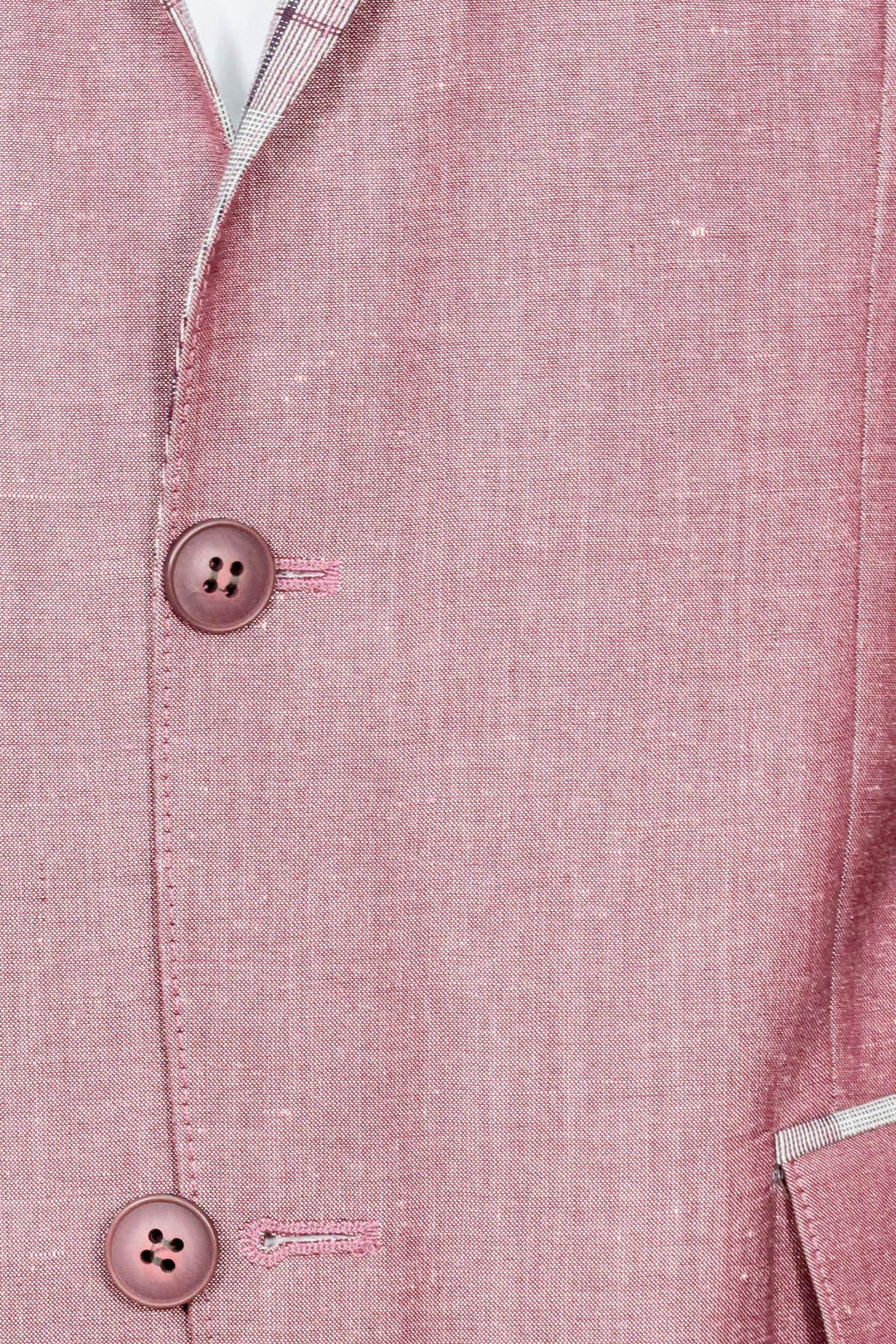 Pocket and Collar Plaid Mens Linnen Burgundy Blazer - Wessi