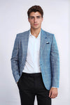 Blazer blu con colletto a punta e bottone singolo - Wessi