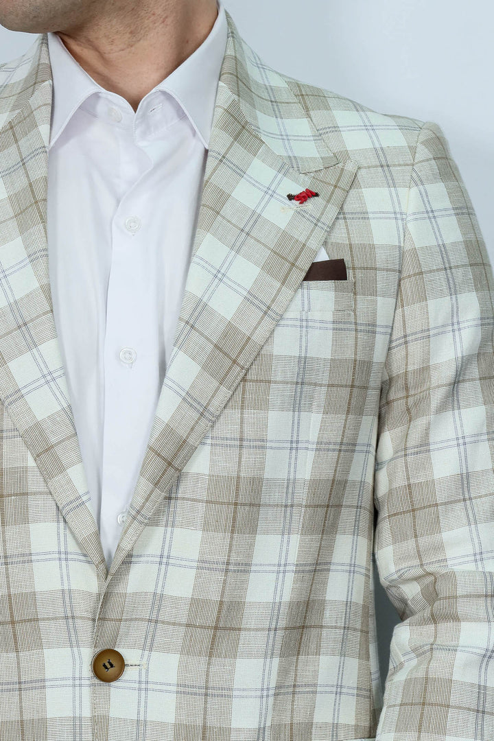 Blazer Marrón Claro Con Un Solo Botón Y Cuello Ancho En Punta - Wessi