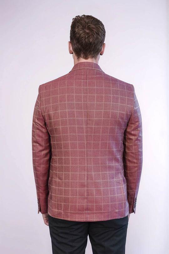 Single Button Wide Pointed Collar Burgundy Blazer - Wessi