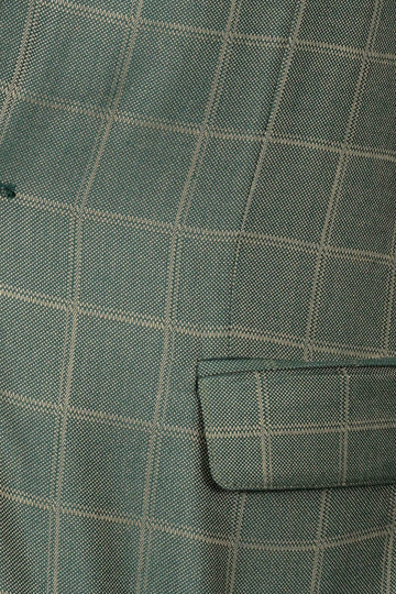 Single Button Wide Pointed Collar Green Blazer - Wessi