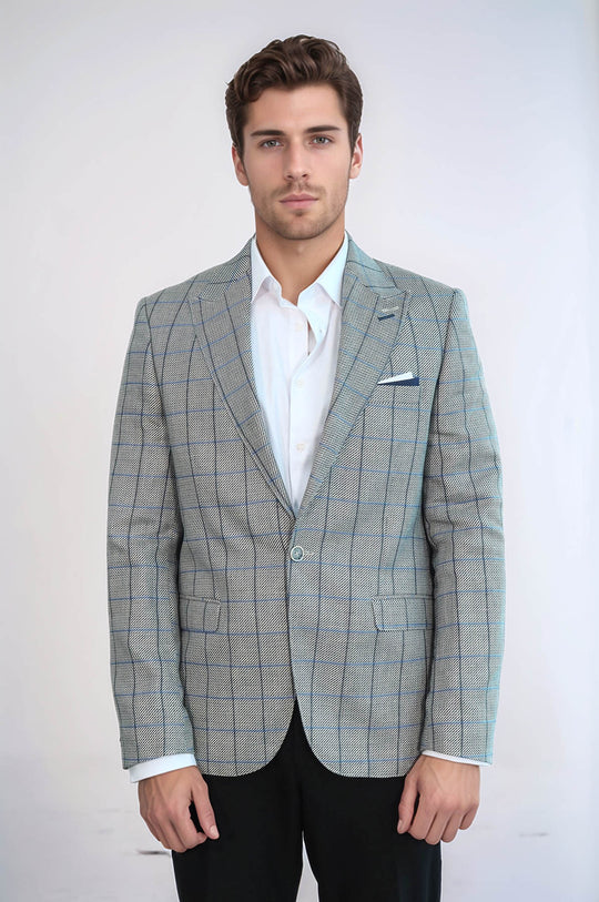 Blazer Bleu Clair Col Pointu à Un Bouton - Wessi