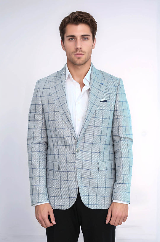 Blazer Leggero a Collo Punta con Un Pulsante Blue - Wessi