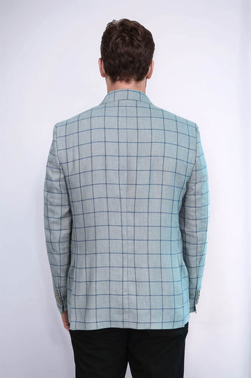 Blazer Leggero a Collo Punta con Un Pulsante Blue - Wessi