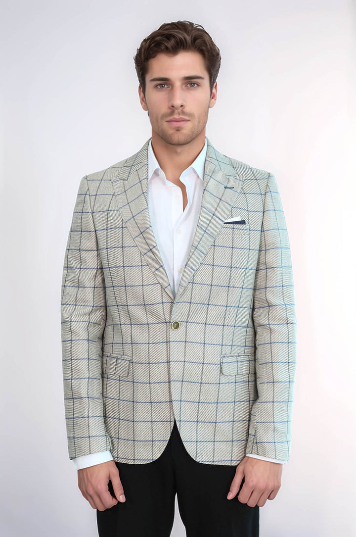 Blazer beige con colletto a punta e bottone singolo - Wessi