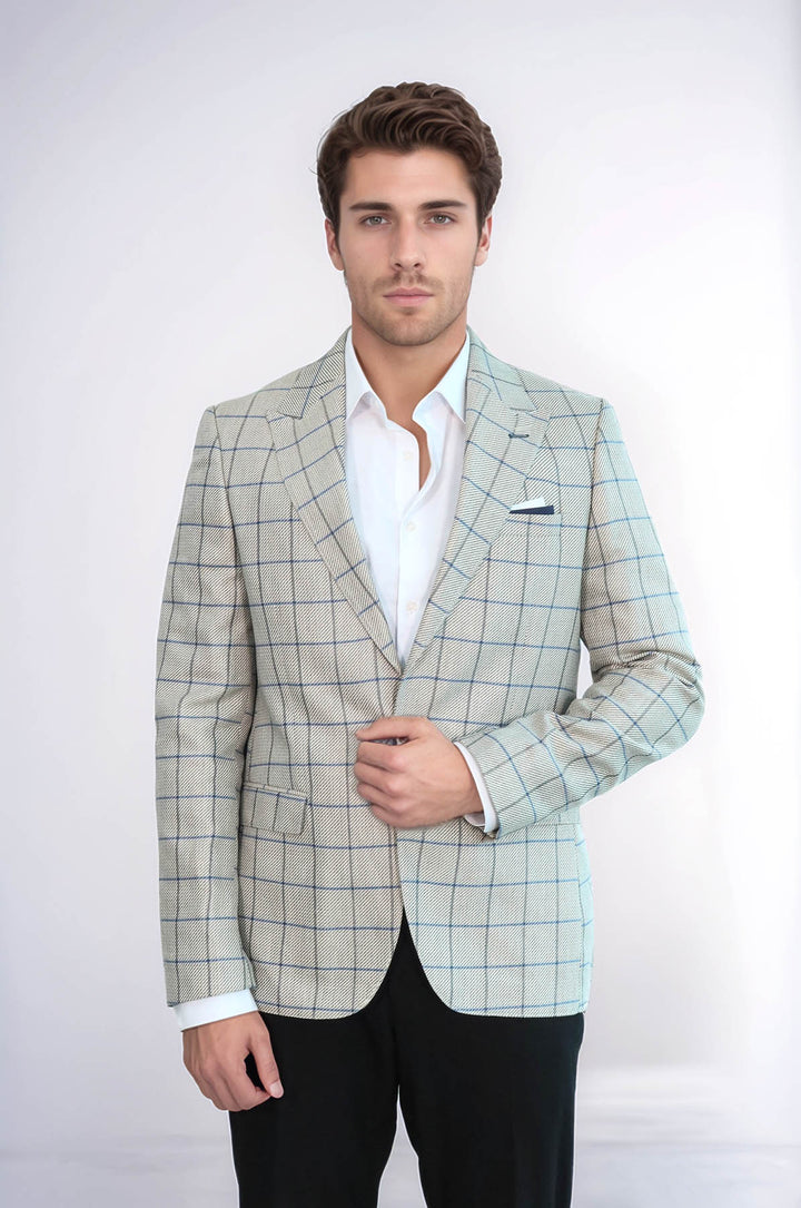 Blazer beige con colletto a punta e bottone singolo - Wessi