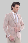 Single Button Plaid Beige Blazer - Wessi
