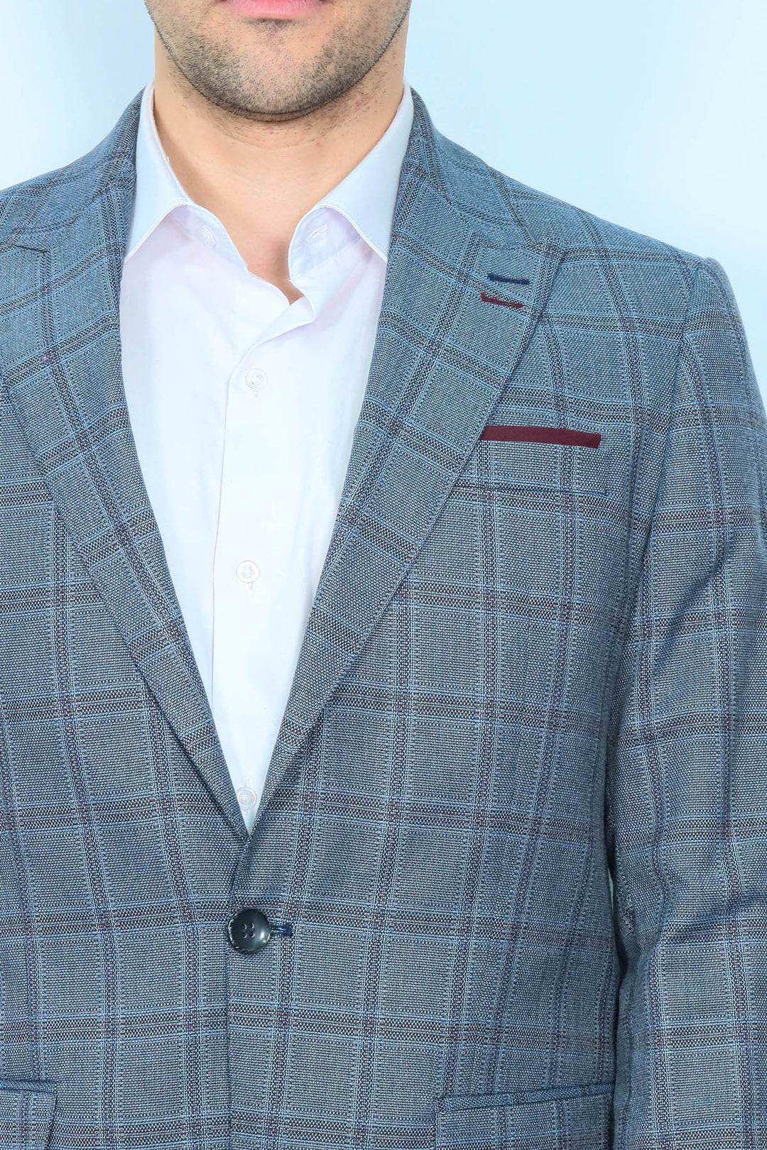 Blazer Hombre Slim Fit Cuadros Gris - Wessi