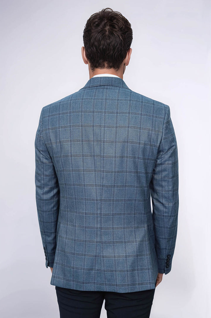 Blazer Hombre Slim Fit Cuadros Gris - Wessi