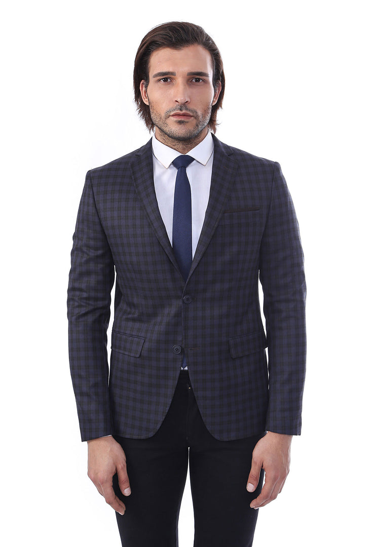 Plaid Navy Blue Jacket with Handkerchief - Wessi