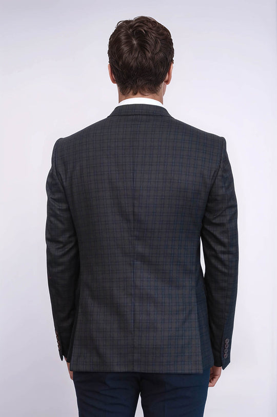 Plaid Brown Jacket with Handkerchief - Wessi