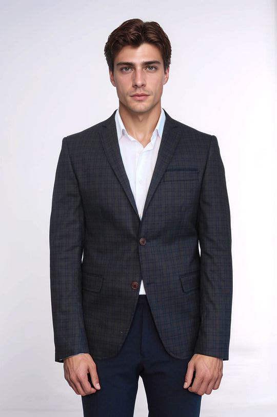 Plaid Brown Jacket with Handkerchief - Wessi