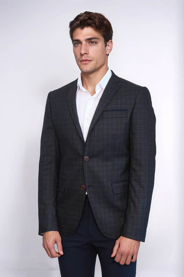 Plaid Brown Jacket with Handkerchief - Wessi