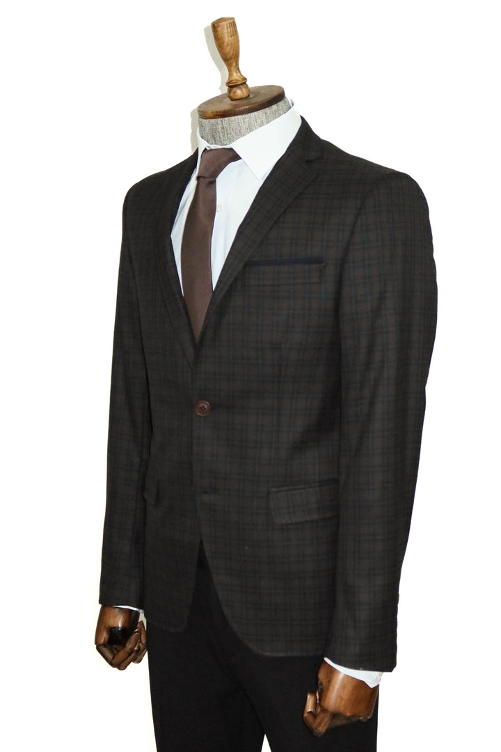 Plaid Brown Jacket with Handkerchief - Wessi
