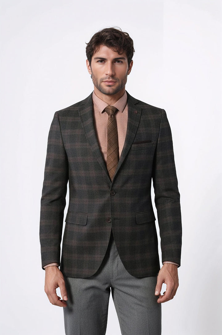 Приталенный шерстяной пиджак в клетку - Wessi