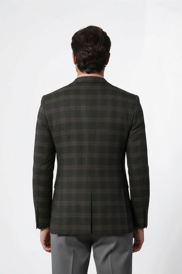 Blazer de lana a cuadros de corte entallado - Wessi