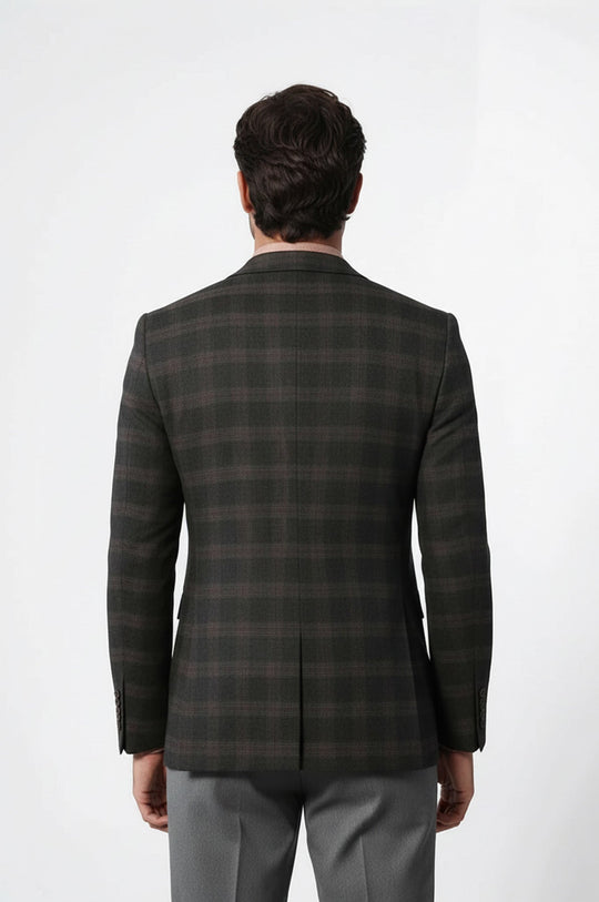 Blazer de lana a cuadros de corte entallado - Wessi