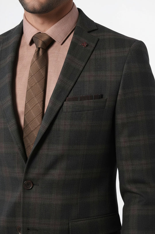 Blazer de lana a cuadros de corte entallado - Wessi