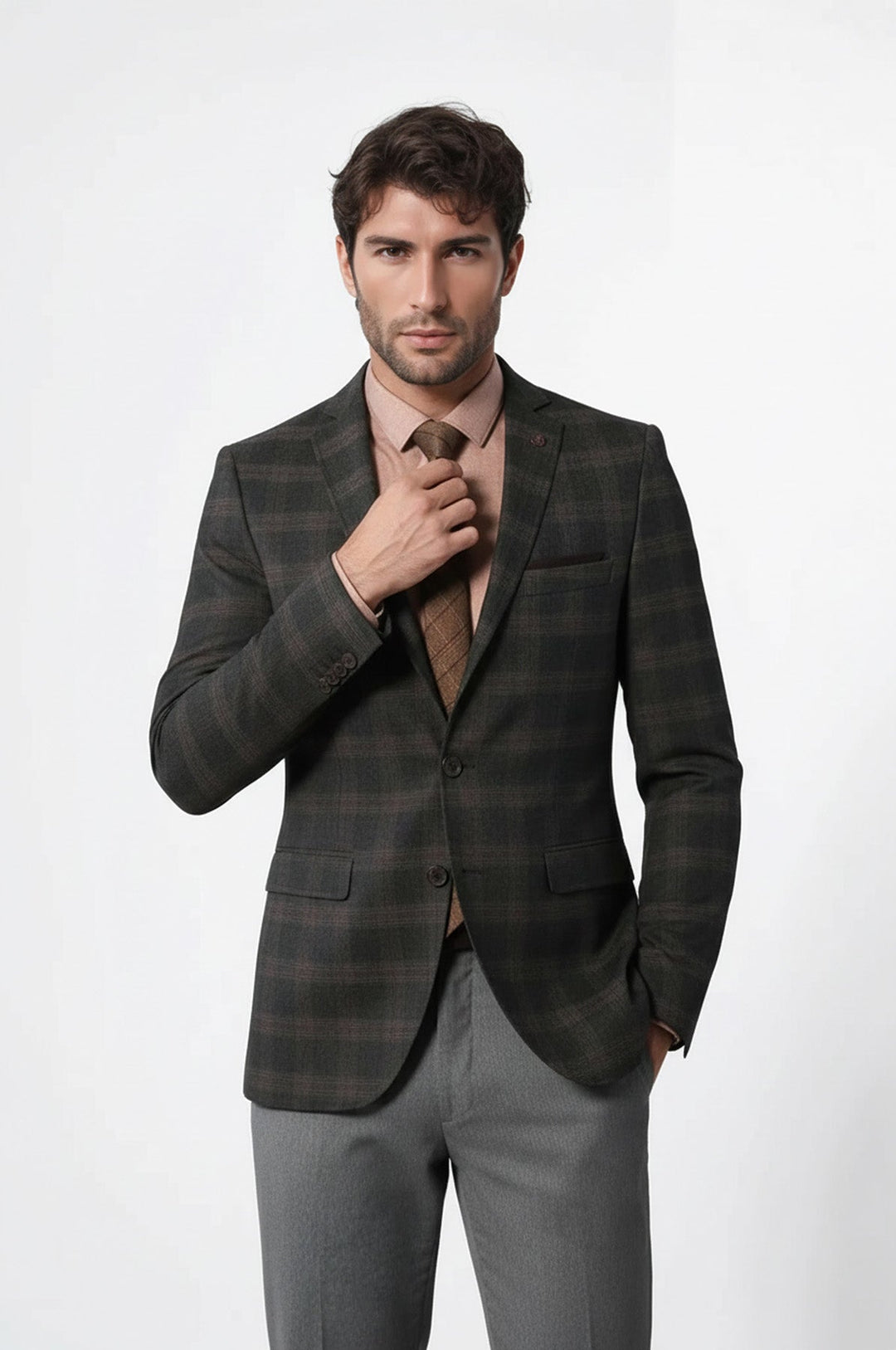 Приталенный шерстяной пиджак в клетку - Wessi