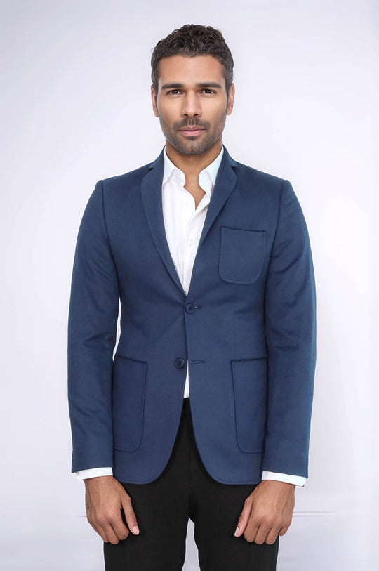 Modeled Slim Fit Navy Blue Jacket | Wessi