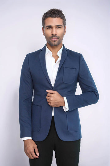Modeled Slim Fit Navy Blue Jacket | Wessi