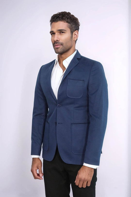 Modeled Slim Fit Navy Blue Jacket | Wessi