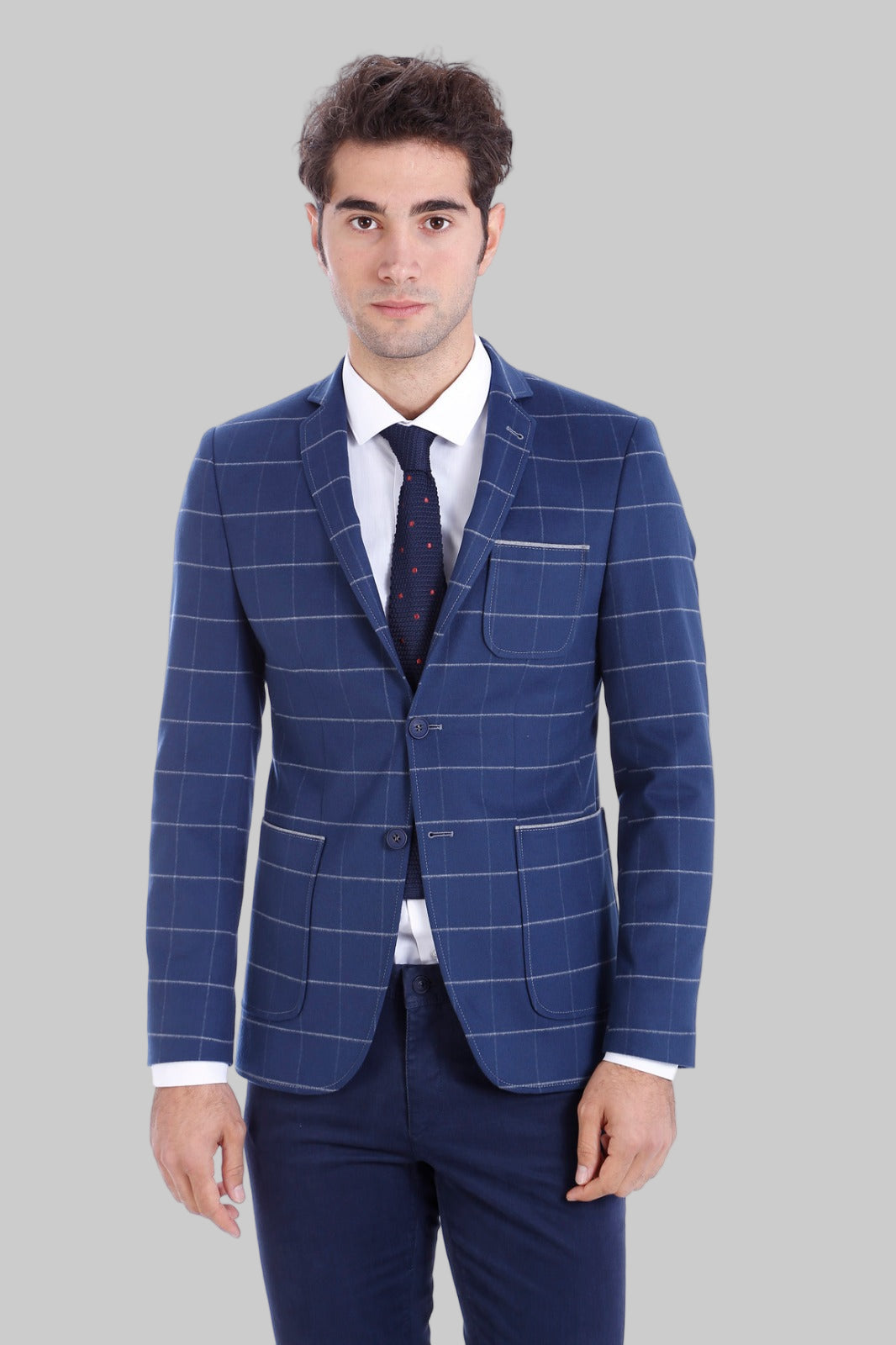 Modeled Slim Fit Navy Blue Jacket | Wessi